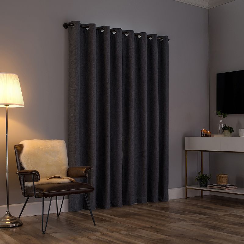 Sun Zero Tresello 100% Blackout Tonal Textured Draft Shield Fleece Insulated Grommet Window Curtain