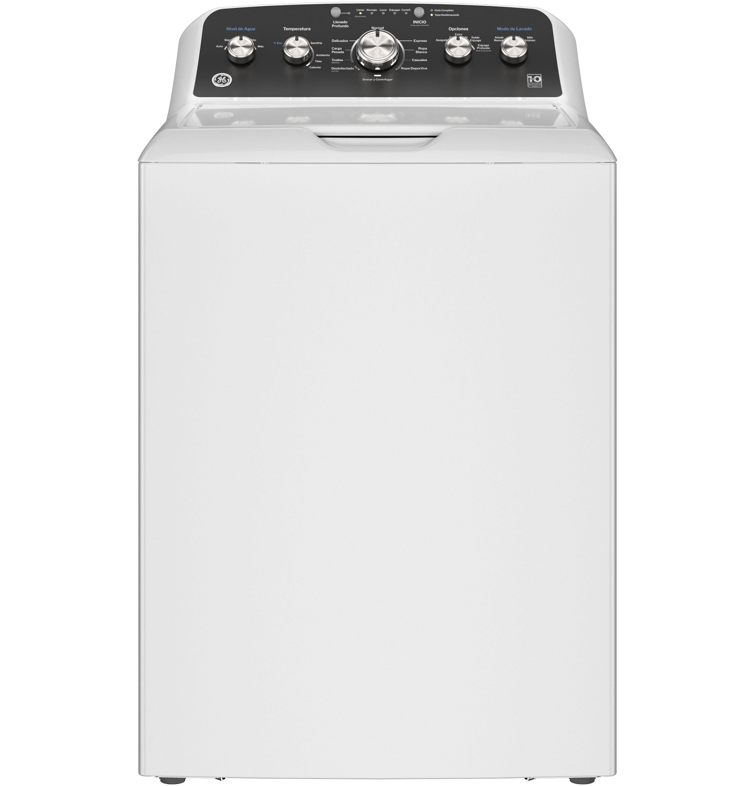 Ge Appliances ETW485ASWWB Ge® 4.5 Cu. Ft. Capacity Washer With Spanish Panel And Wash Modes Soak And Power