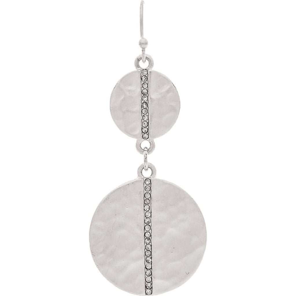 Rain  Silver Crystal Stripe Circles Earrings