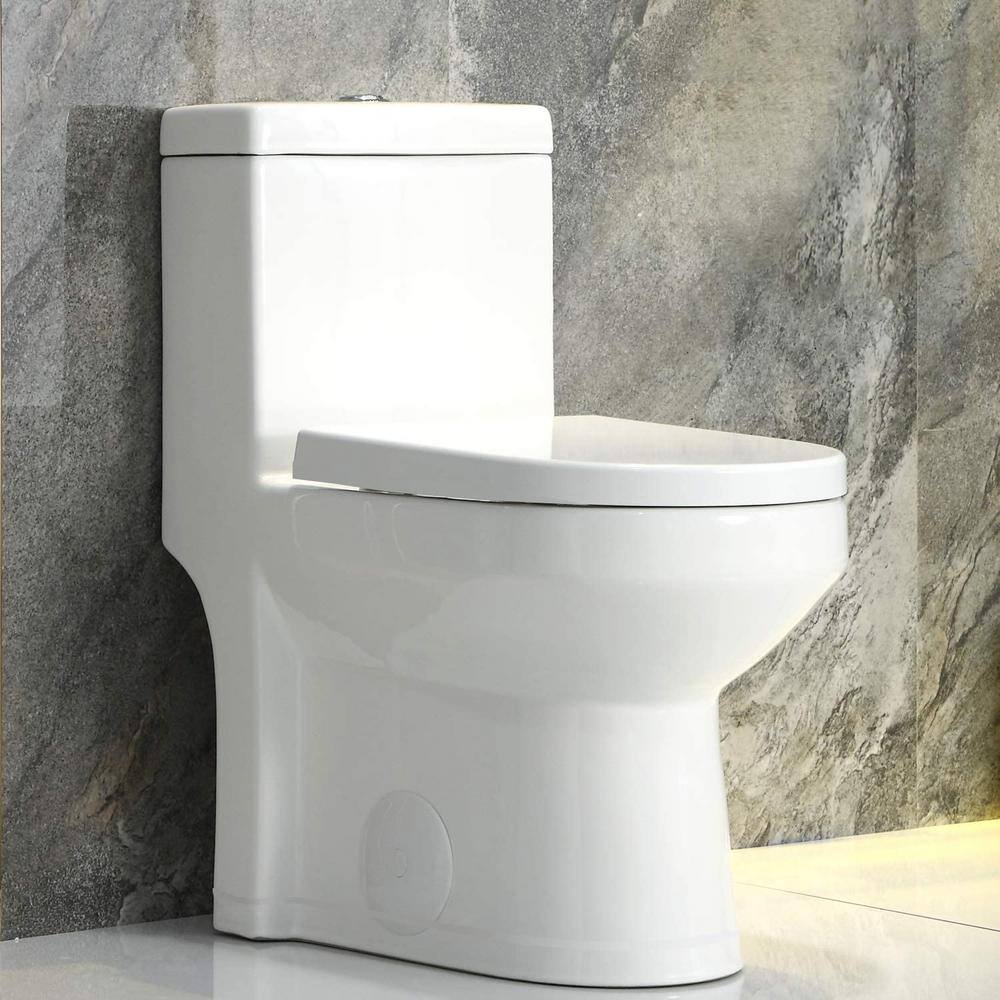 HOROW 1-piece 0.81.28 GPF Dual Flush Round Toilet in White with Durable UF Seat Included HR-0033U