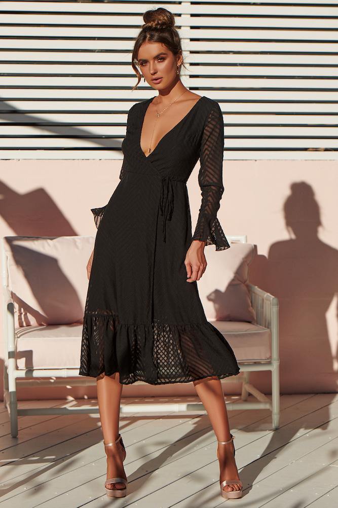 La Rose Midi Dress Black