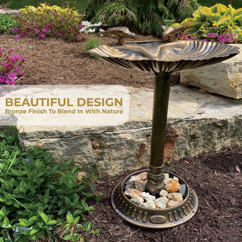 BACKYARD EXPRESSIONS PATIO · HOME · GARDEN Bronze Resin Birdbath with Built-In Planter 905493