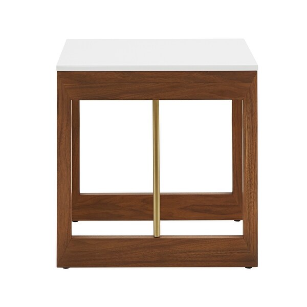 Archer Two-Tone High Gloss White and Walnut End Table by iNSPIRE Q Modern