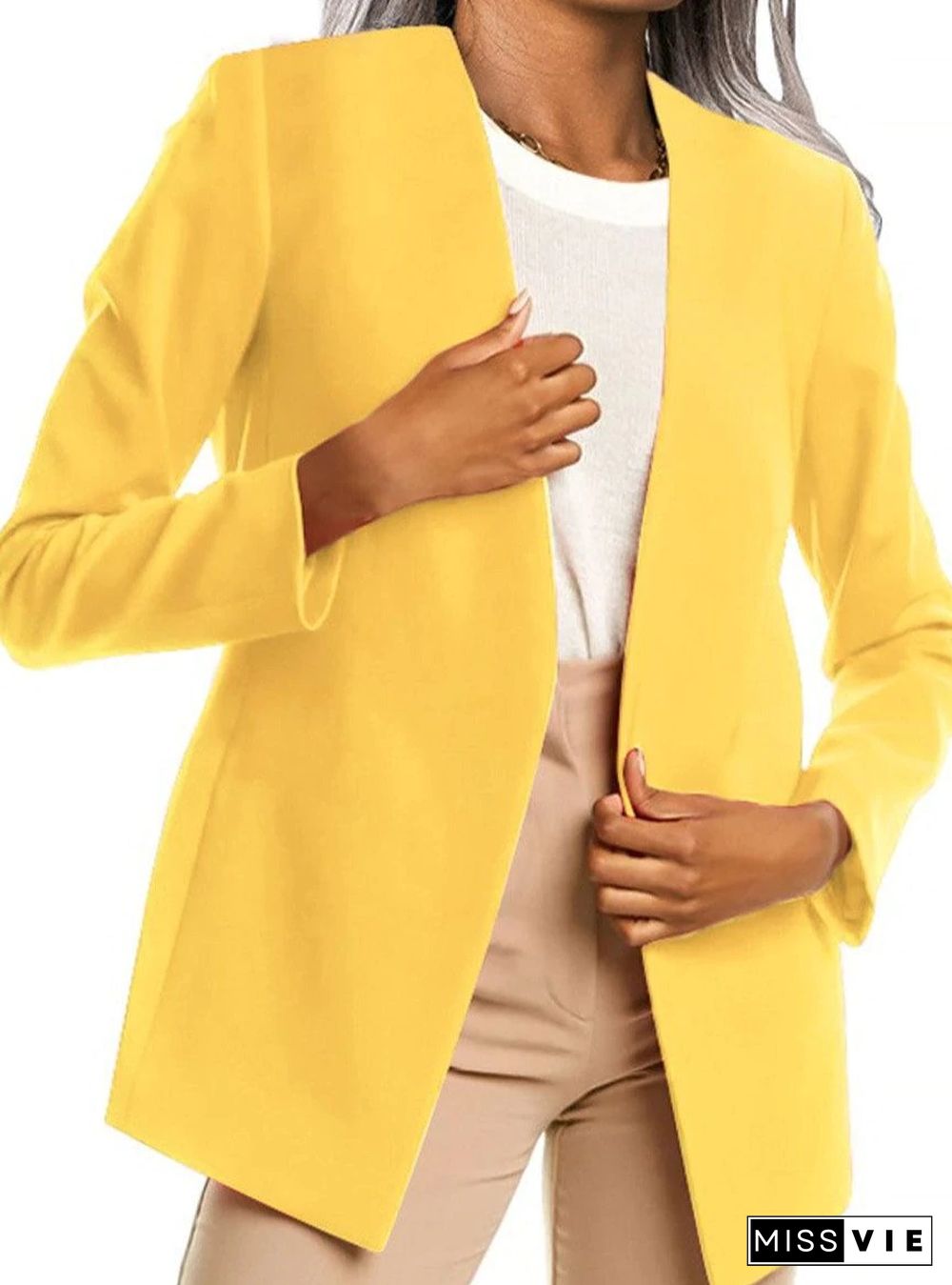 Loose Casual Solid Color Cardigan Blazer