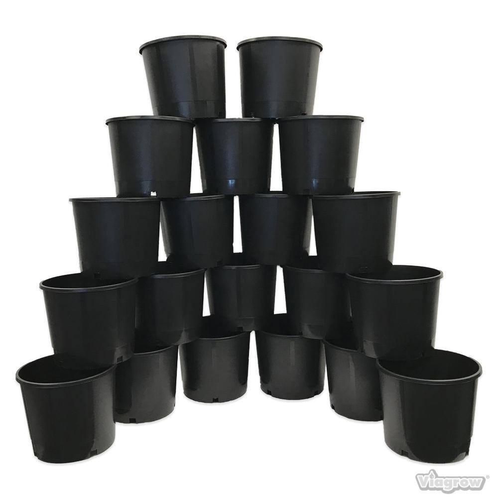 Viagrow Heavy Duty Hydroponic 11 in. x 9.5 in. Black Black Plastic 3 Gallon Nursery Pots (20-pack) VHG300-20