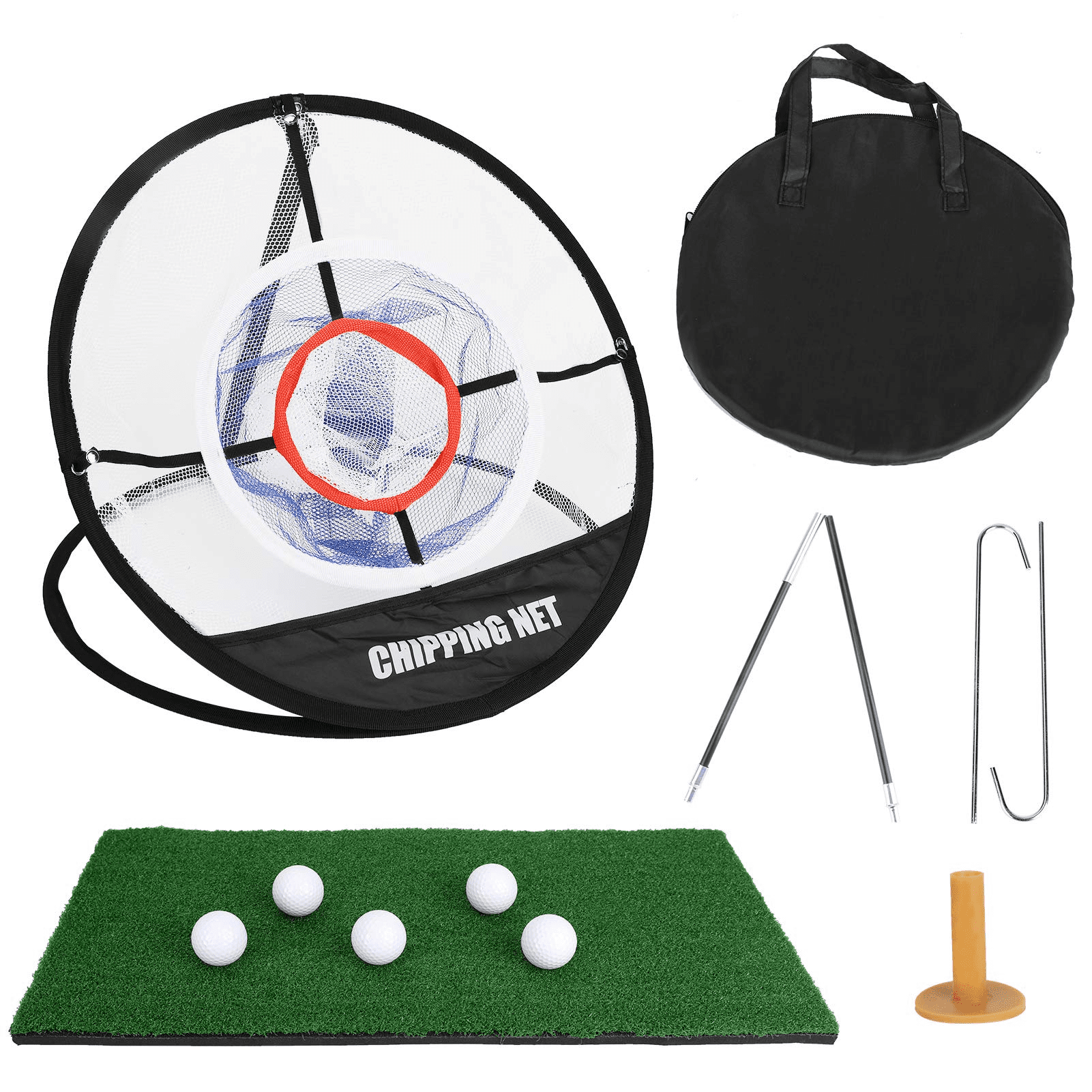 Achort Golf Practice Chipping Net with Golf Hitting Mat， Collapsible Pop Up Golf Practice Net