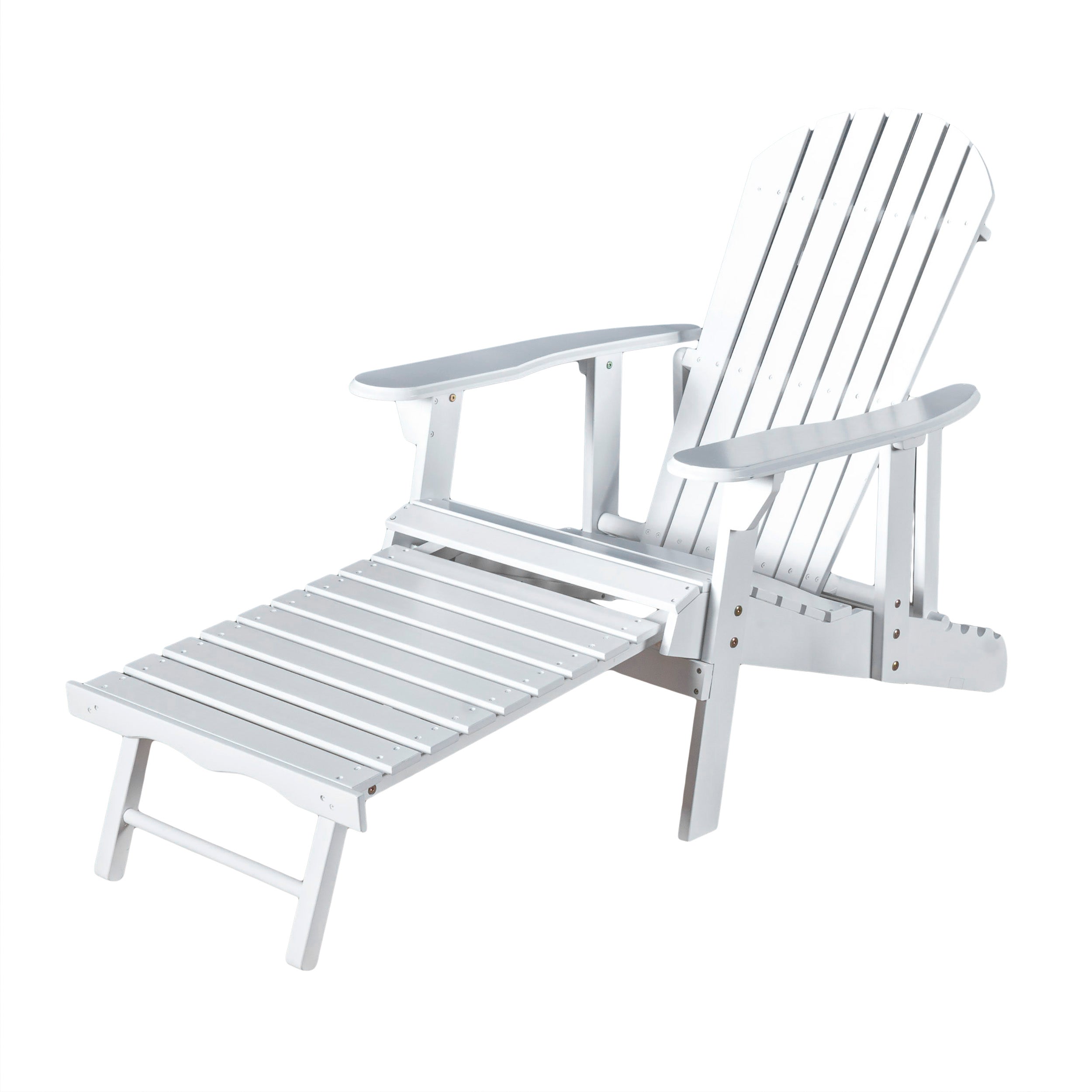 Katherine Outdoor Acacia Wood Adirondack Recliner With Pull Out Footrest