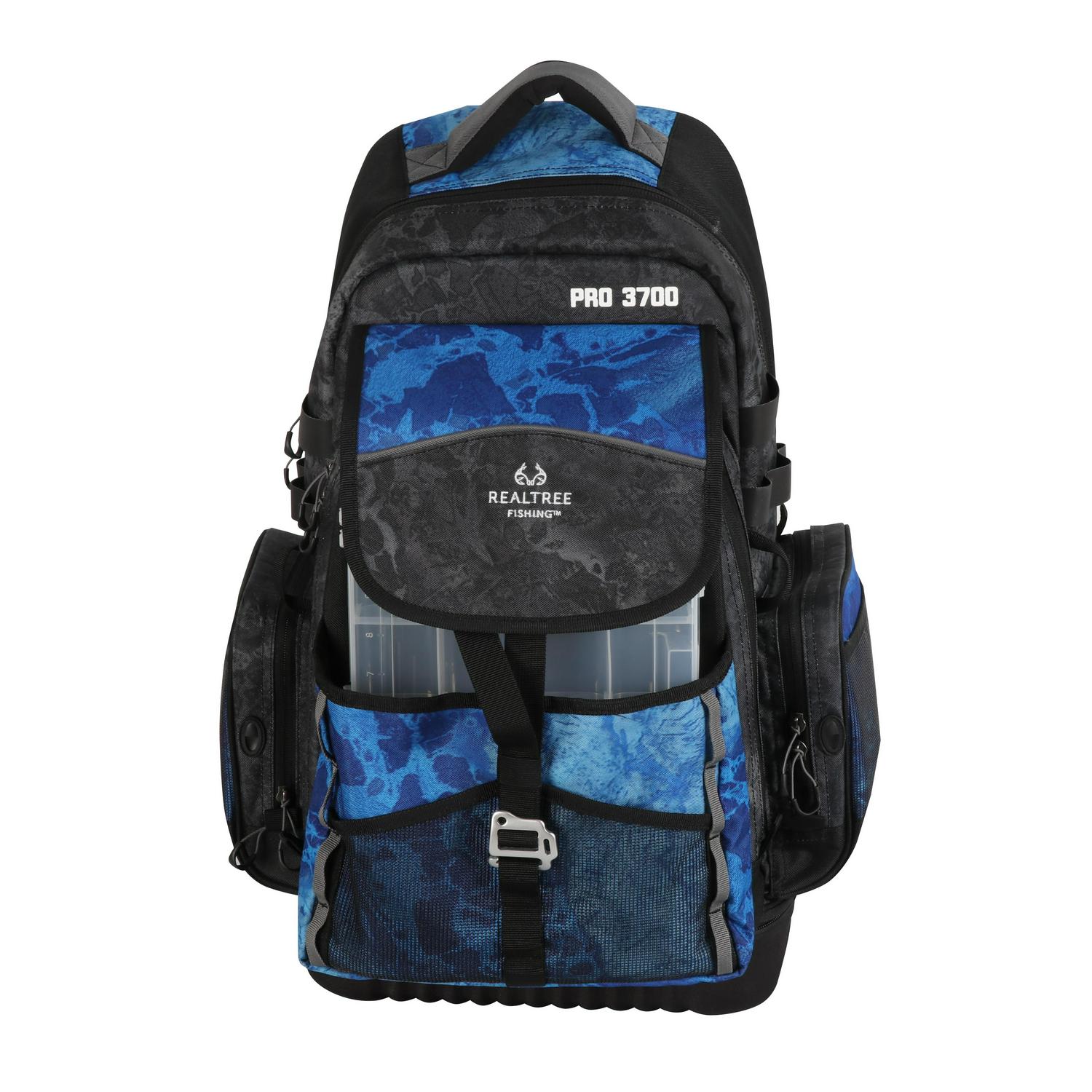 Realtree Adult Unisex Large Pro Fishing Tackle Backpack， Blue， 370