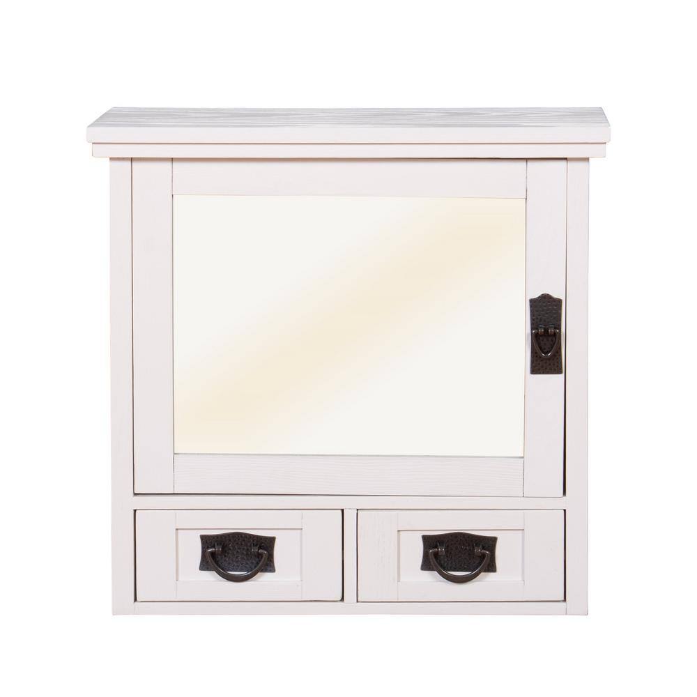 Home Decorators Collection Artisan 23-12 in. W x 22-34 in. H x 8 in. D Framed Rectangular S33Bathroom Vanity Mirror in White MD-M1751