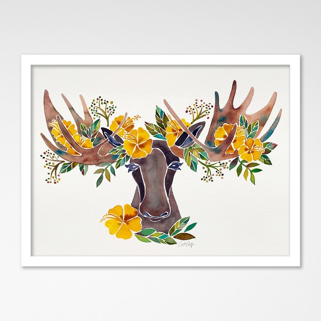 Americanflat Farmhouse Wall Art Room Decor Floral Moose By Cat Coquillette