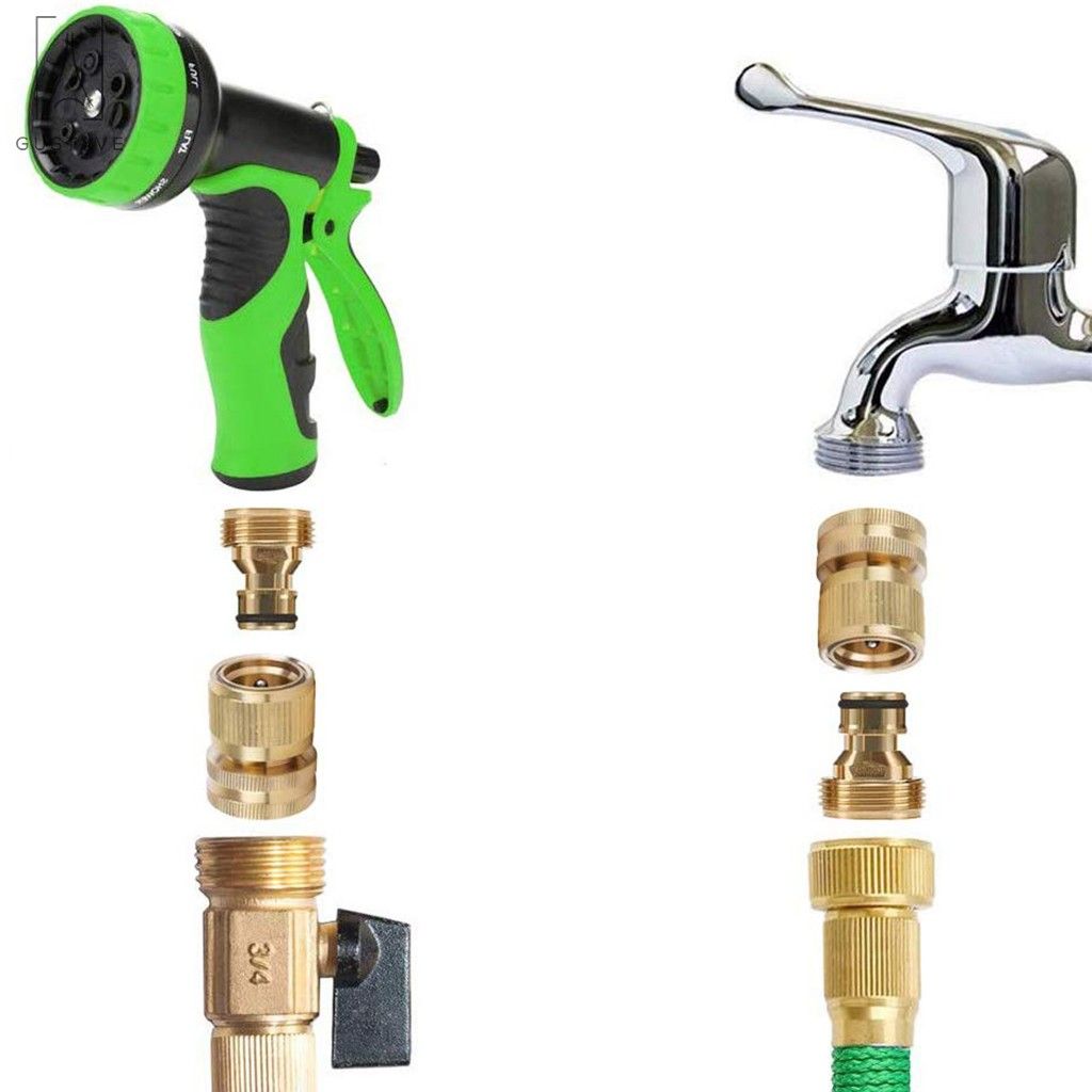 Gustave Brass Garden Hose Quick Connect Fitting 3/4 Inch Fine Thread Water Hose Male and Female Connectors No Leak Quick Connectors， 5 Set