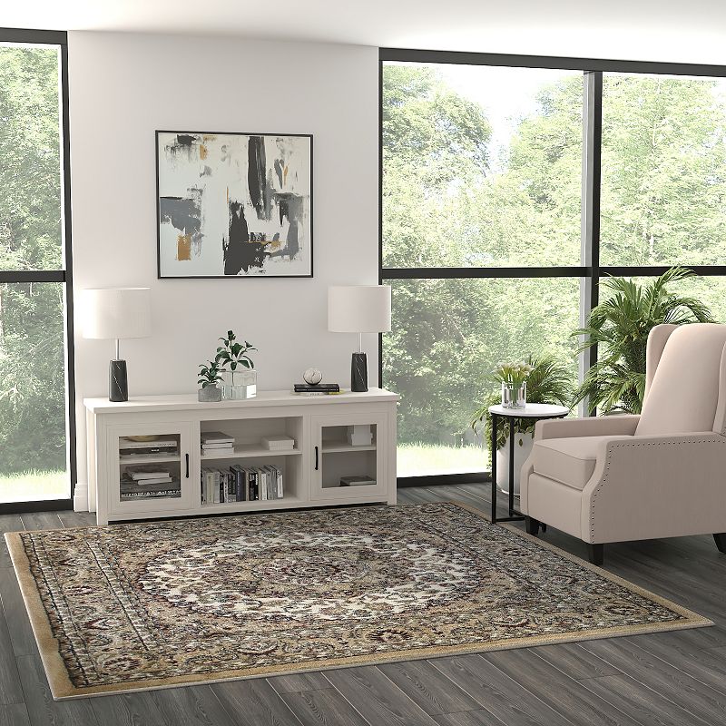 Masada Rugs Masada Rugs Bellagio Collection 7'x7' Traditional Square Area Rug in Ivory - Design B401