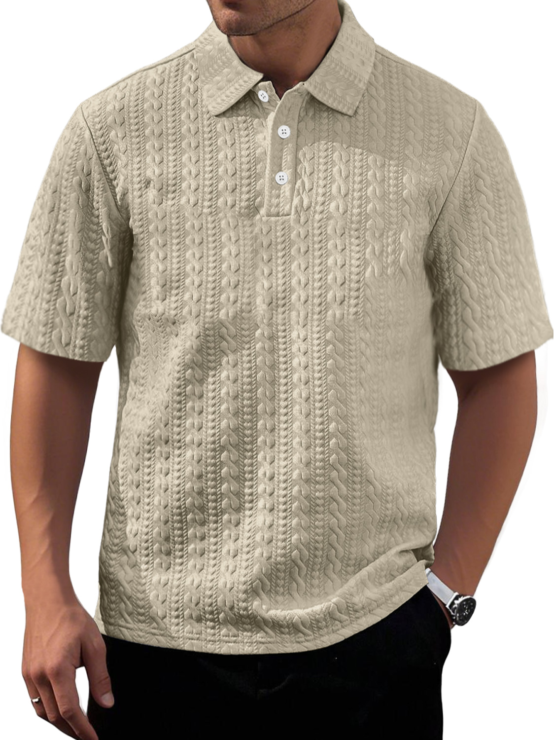 Men's Daily Texture Casual Lapel Comfortable Short-sleeved Polo Shirt