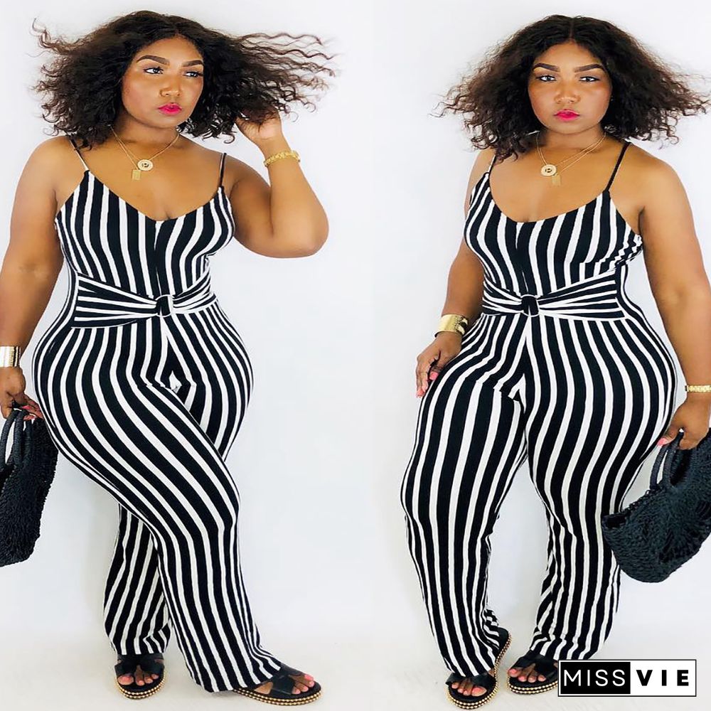 Trendy Striped Suspender Jumpsuit