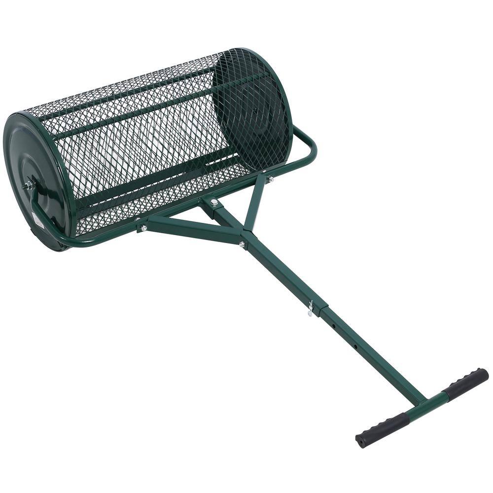 Cesicia 24 in. T Shaped Handle Metal Mesh Peat Moss Spreader Compost Spreader in Green M23od526Mc04