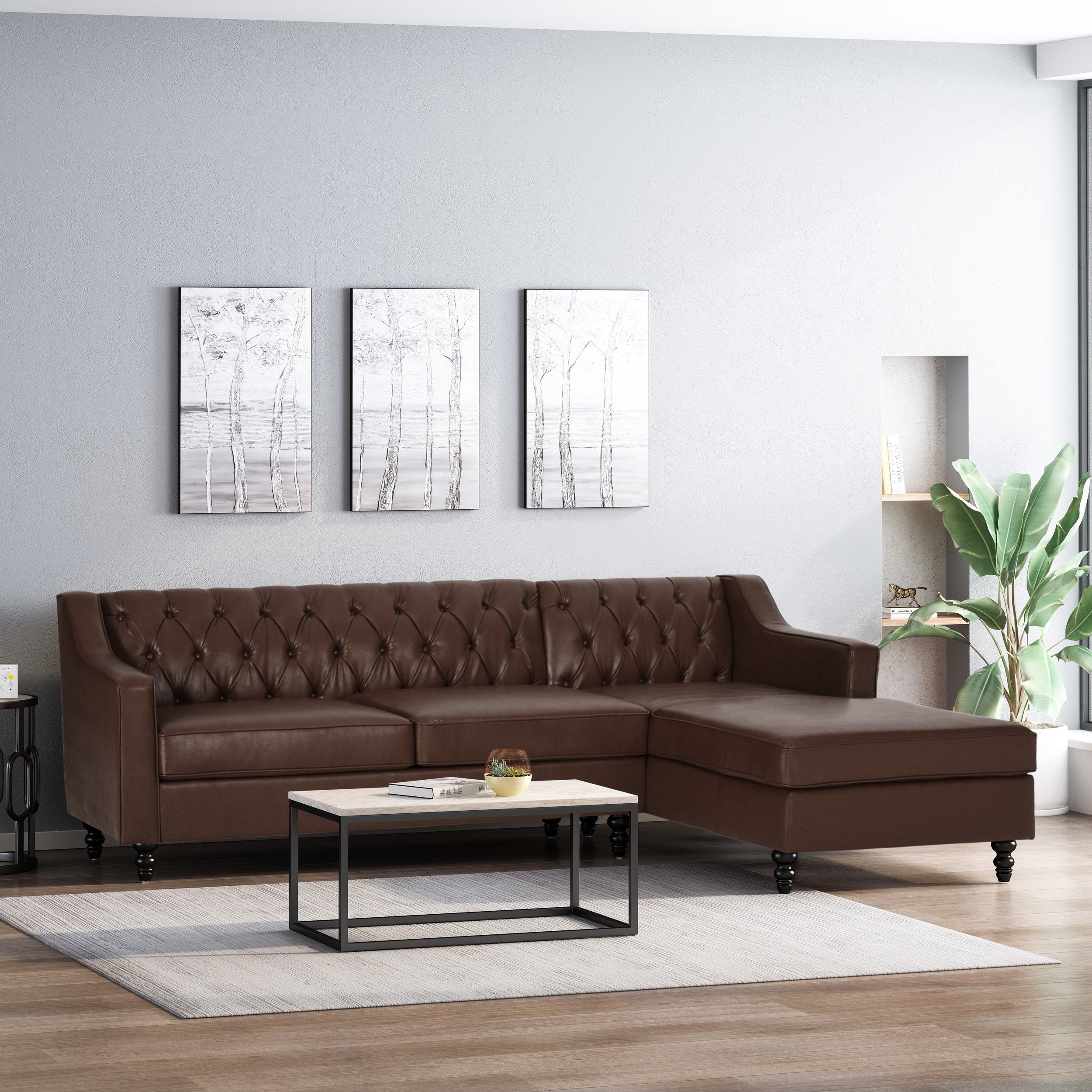 Bluewater Contemporary Tufted Chaise Sectional