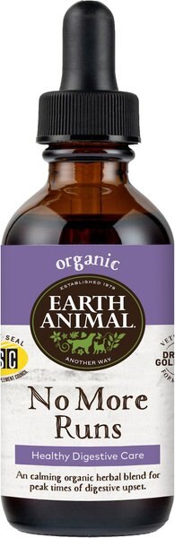 Earth Animal Natural Remedies No More Runs Liquid Homeopathic Digestive Supplement for Dogs and Cats， 2-oz bottle