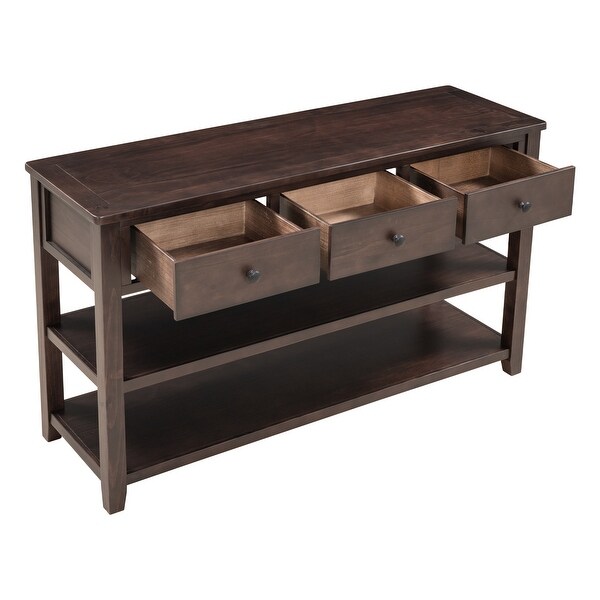 Retro Design Console Table with Two Open Shelves