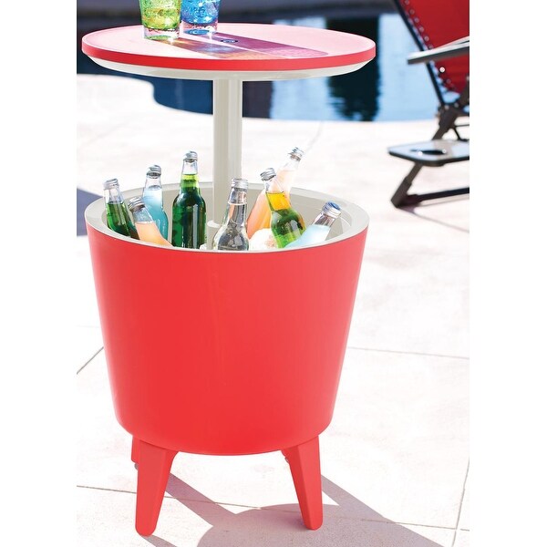 Keter Cool Bar Indoor Outdoor Patio Beverage Cooler and Bar PopUp Side Table