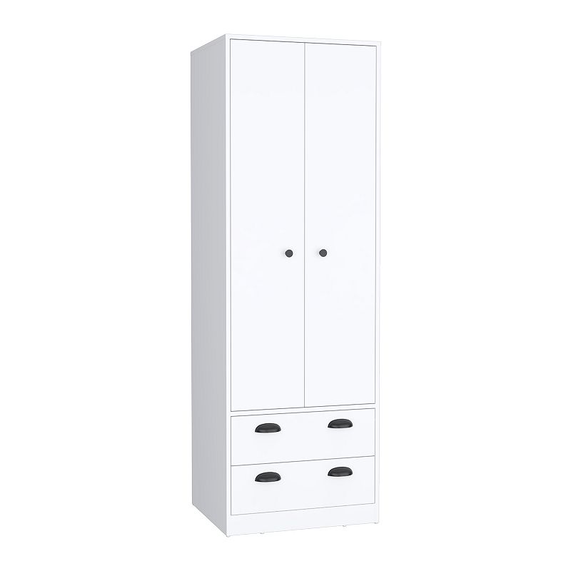 DEPOT E-SHOP Bonaire Armoire with 2-Drawers and 2-Doors， White