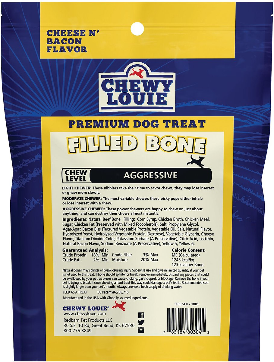 Chewy Louie Cheese and Bacon Flavor Small Filled Bone Dog Treat