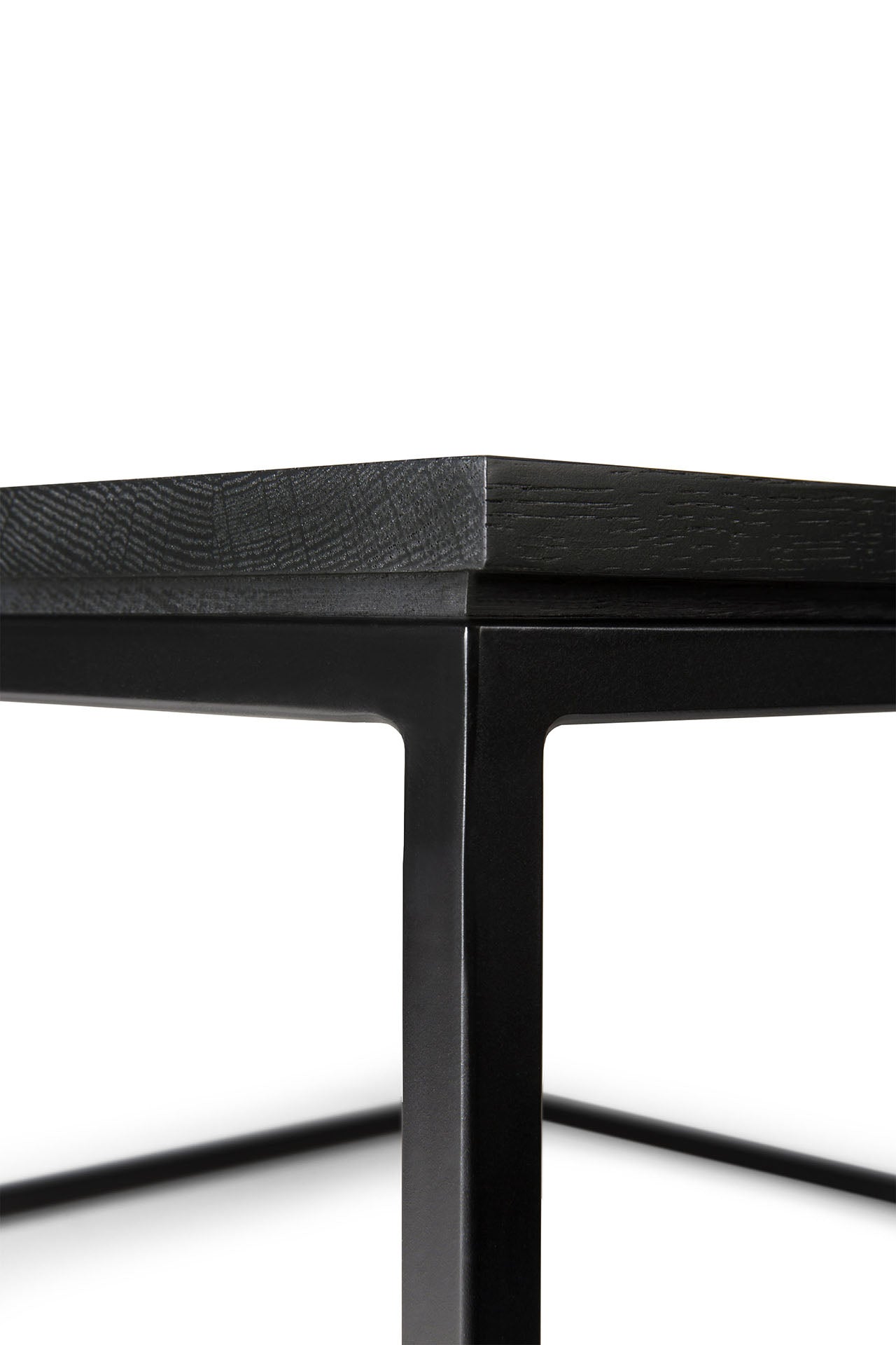 Oak Thin Black Coffee Table