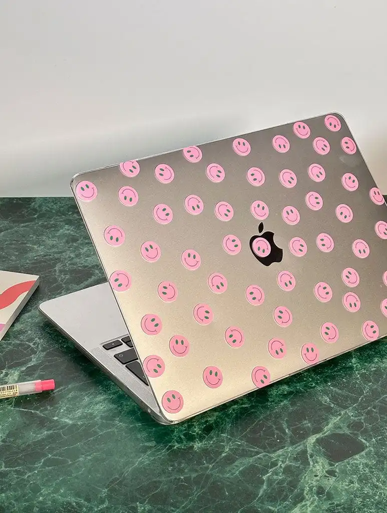 Pink Happy Face MacBook Case