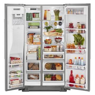 KitchenAid 19.8 cu. ft. Side by Side Refrigerator in Stainless Steel with PrintShield Finish Counter Depth KRSC700HPS