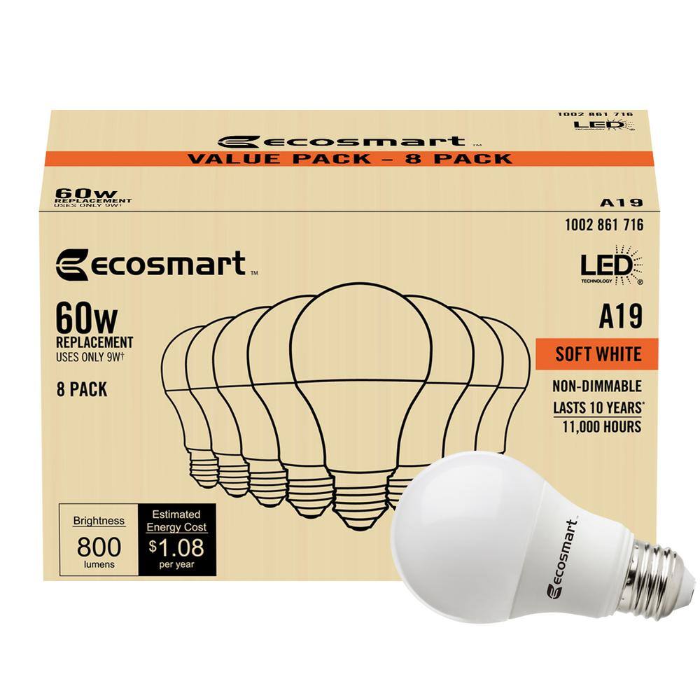 60-Watt Equivalent A19 Non-Dimmable LED Light Bulb Soft White (16-Pack) B7A19A60WUL18