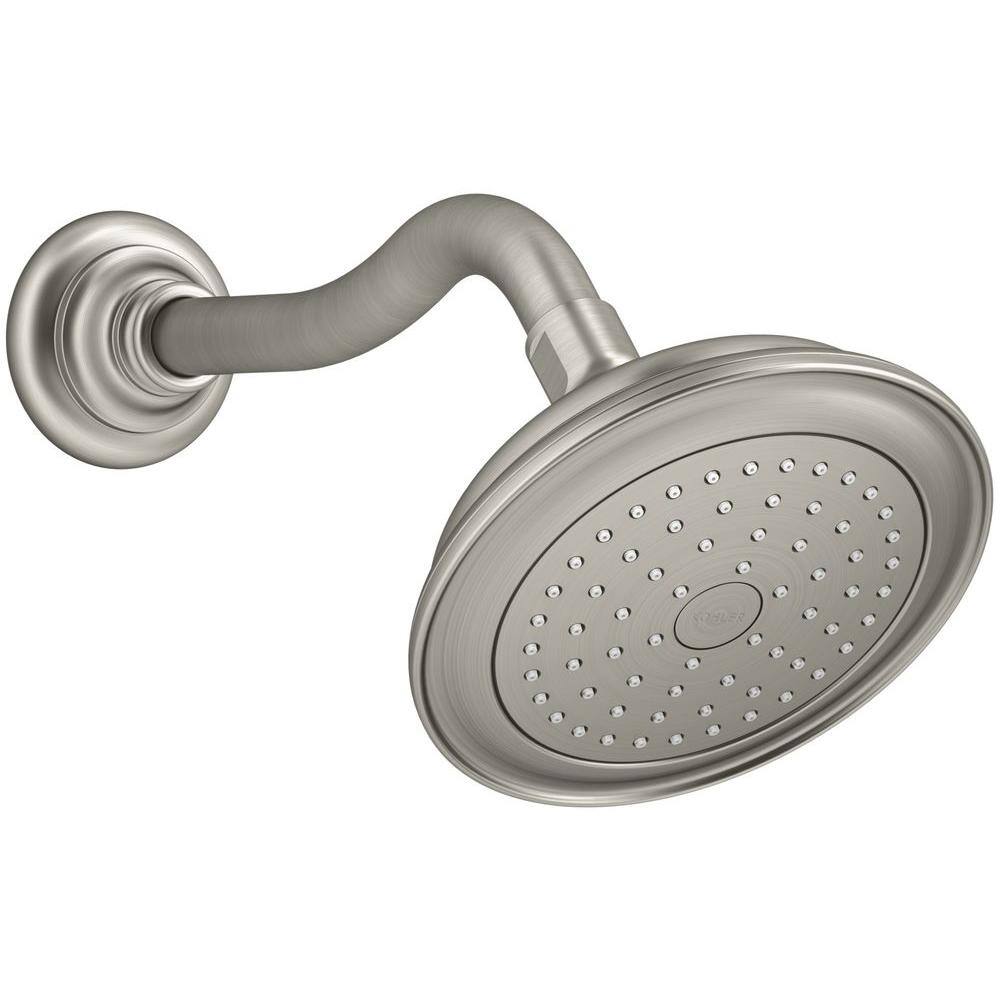 KOHLER Artifacts 1-Spray 6 in. Single Wall Mount Fixed Shower Head in Vibrant Brushed Nickel K-72773-BN