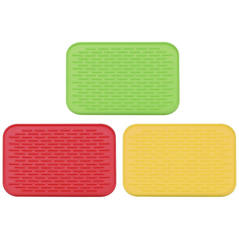 3 Pcs 8.5 x 6 Drain Pad Silicone Dish Drying Mat Set