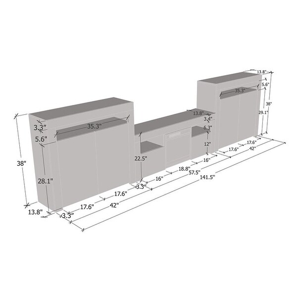 Milano Set 145EF-2D-2D Electric Fireplace Modern Wall Unit Entertainment Center