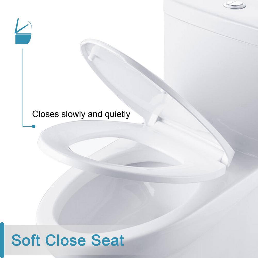 HOROW 1-piece 0.81.28 GPF Dual Flush Elongated Toilet in White with Seat Included HR-0037