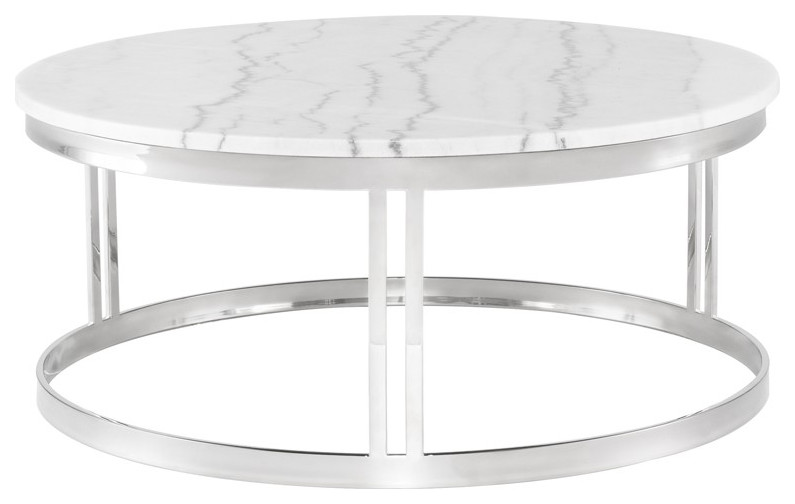 Carlina Coffee Table White Marble Top   Contemporary   Coffee Tables   by Rustic Home Furniture Deco  Houzz