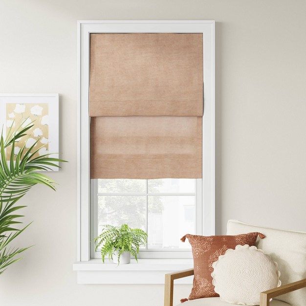 1pc Light Filtering Cordless Jute like Roman Window Shade Dark Natural