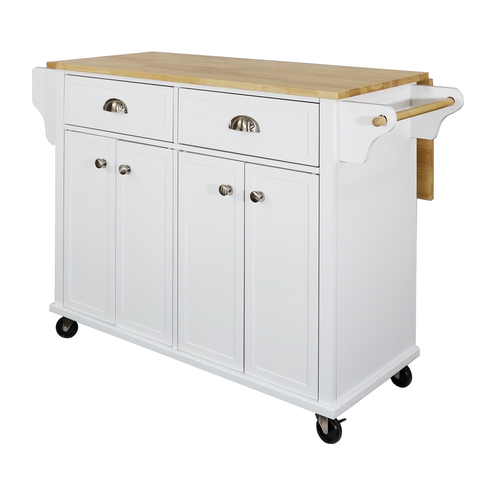 Rolling Kitchen Island Cart on Wheels w/ Drawers  Drop Leaf Breakfast Bar