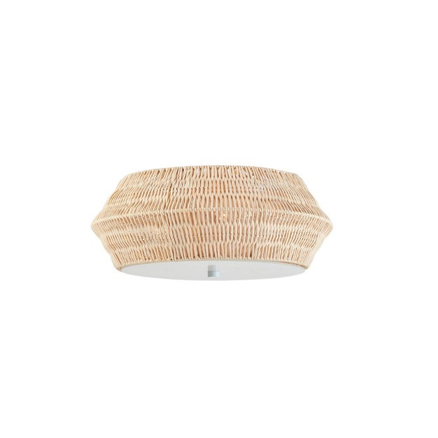 Mililani Boho Bamboo Flush Mount Ceiling Light Natural Ink ivy