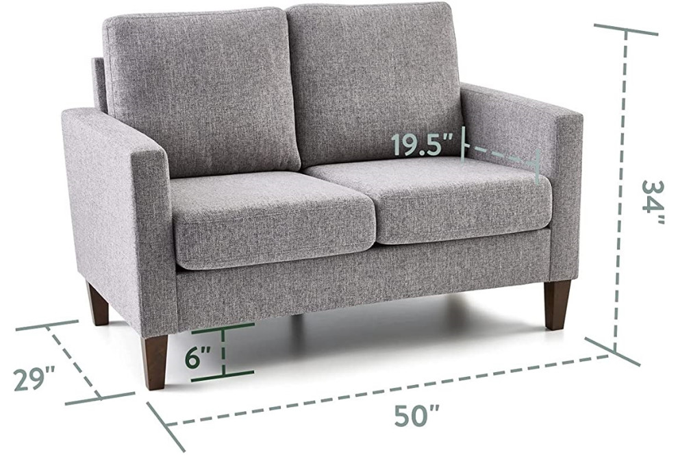 Modern Loveseat  Tapered Legs With Cushioned Seat and Track Arms   Traditional   Loveseats   by Declusia  Houzz