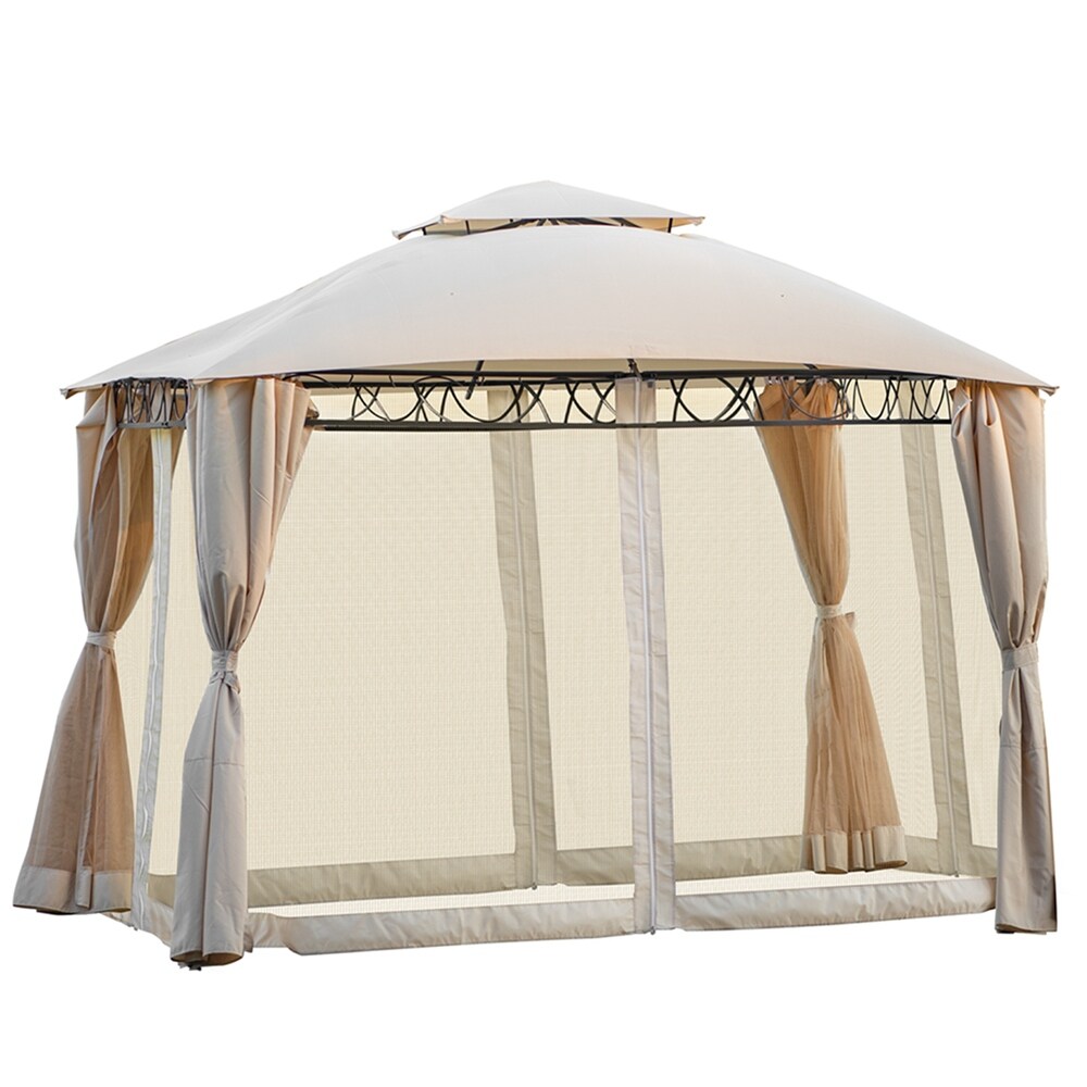 Outdoor Double Tiered BBQ Gazebo Tent with UV Protection