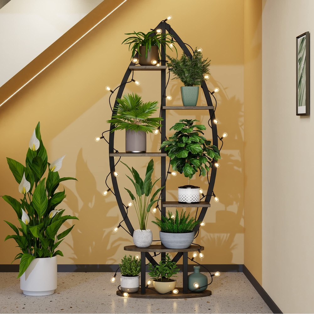 EROMMY Metal Plant Stand for Indoor Plants Multiple  Plant Shelf for Planter Display  Half Moon Plant Stand for Balcony