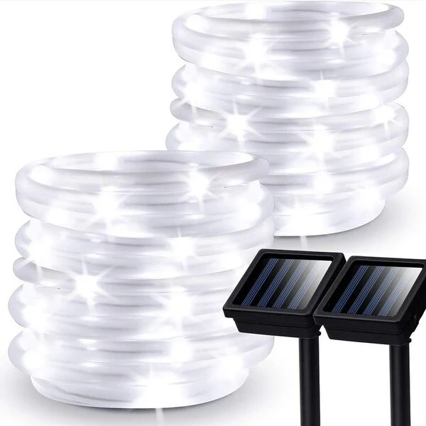 35.7ft 100 LED Solar Powered Rope String Outdoor 2 Pack Fatiry Light - 2 Pack