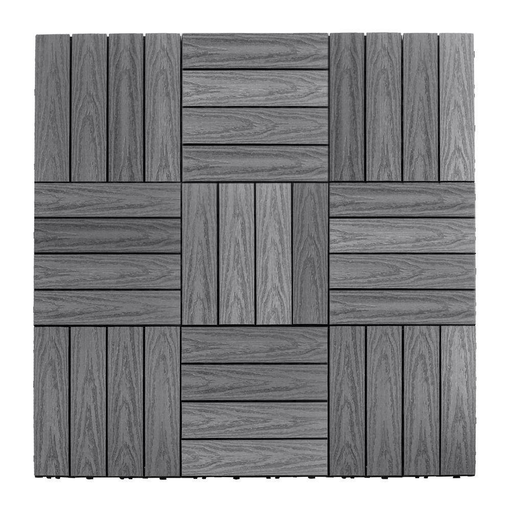 NewTechWood UltraShield Naturale 1 ft. x 1 ft. Quick Deck Outdoor Composite Deck Tile Sample in Westminster Gray US-QD-ZX-GY-S