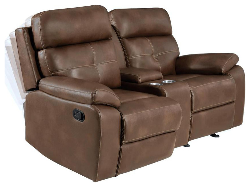 Damiano Button Tufted Glider Loveseat Tri Tone Brown   Contemporary   Loveseats   by Simple Relax  Houzz