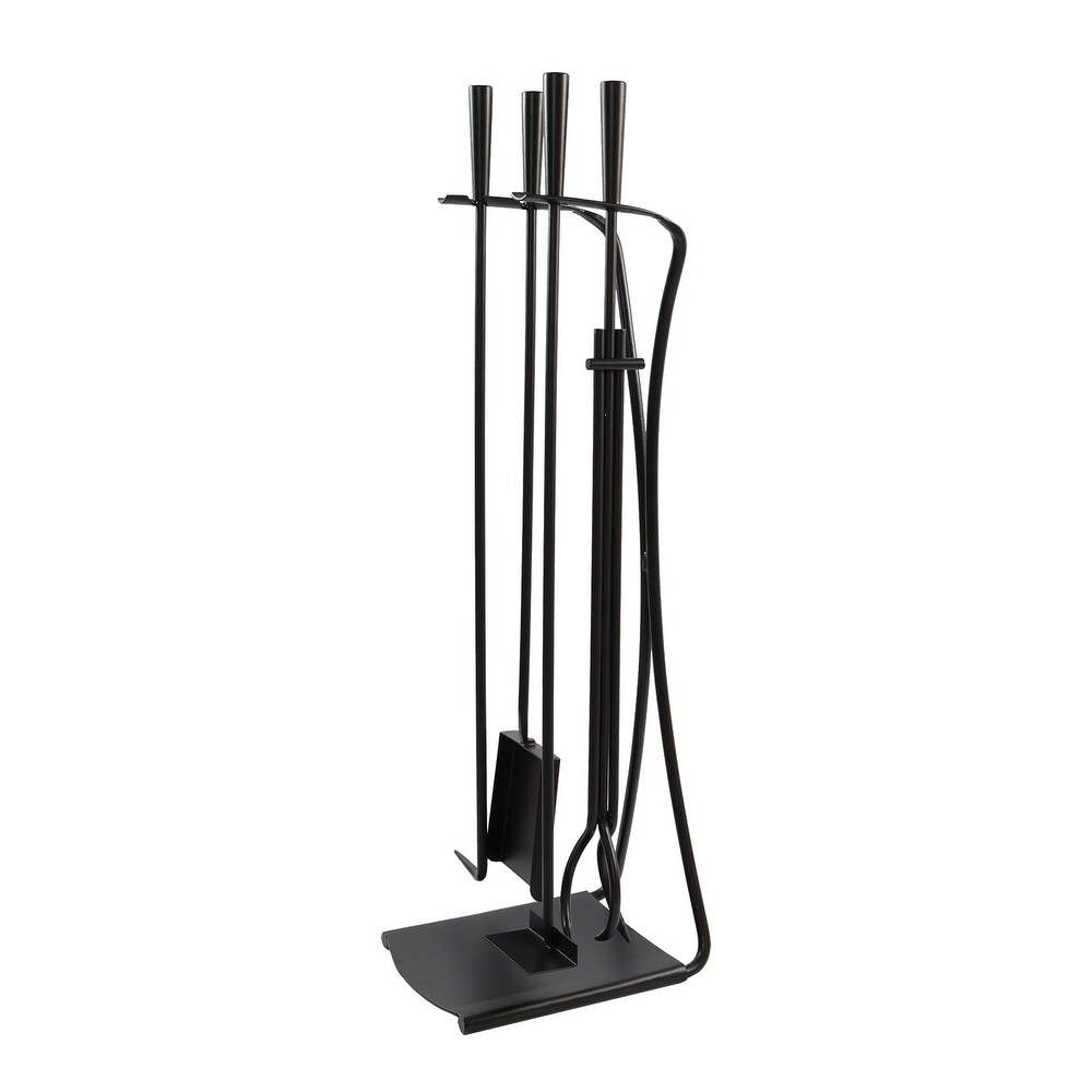 Minuteman International Modern Park Avenue Fireplace Set of 4 Tools  32.5 Inch Tall  Black Finish