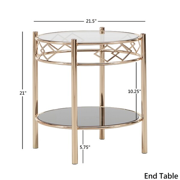 Metropolitan Rose Gold Finish Black Tempered Glass Metal End Table by iNSPIRE Q Bold