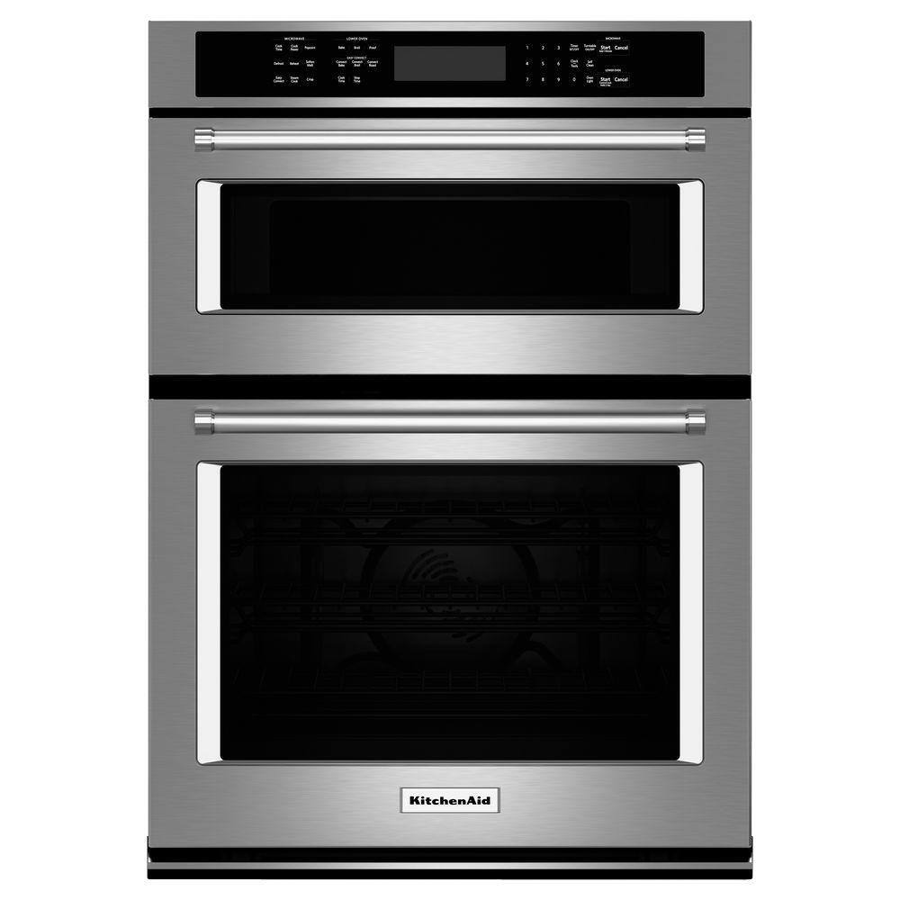 KitchenAid 30 in. Electric Even-Heat True Convection Wall Oven with Built-In Microwave in Stainless Steel KOCE500ESS