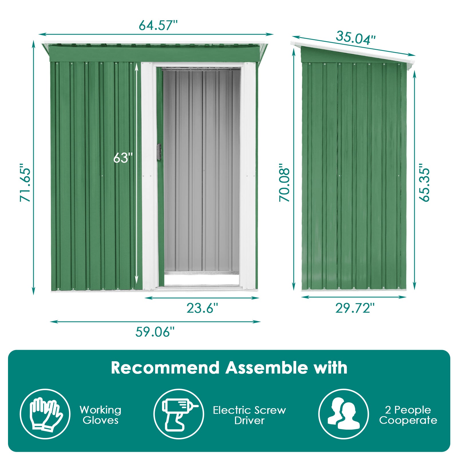 OKVAC 5' x 3' Outdoor Metal Storage Shed Lockable Garden Tools House