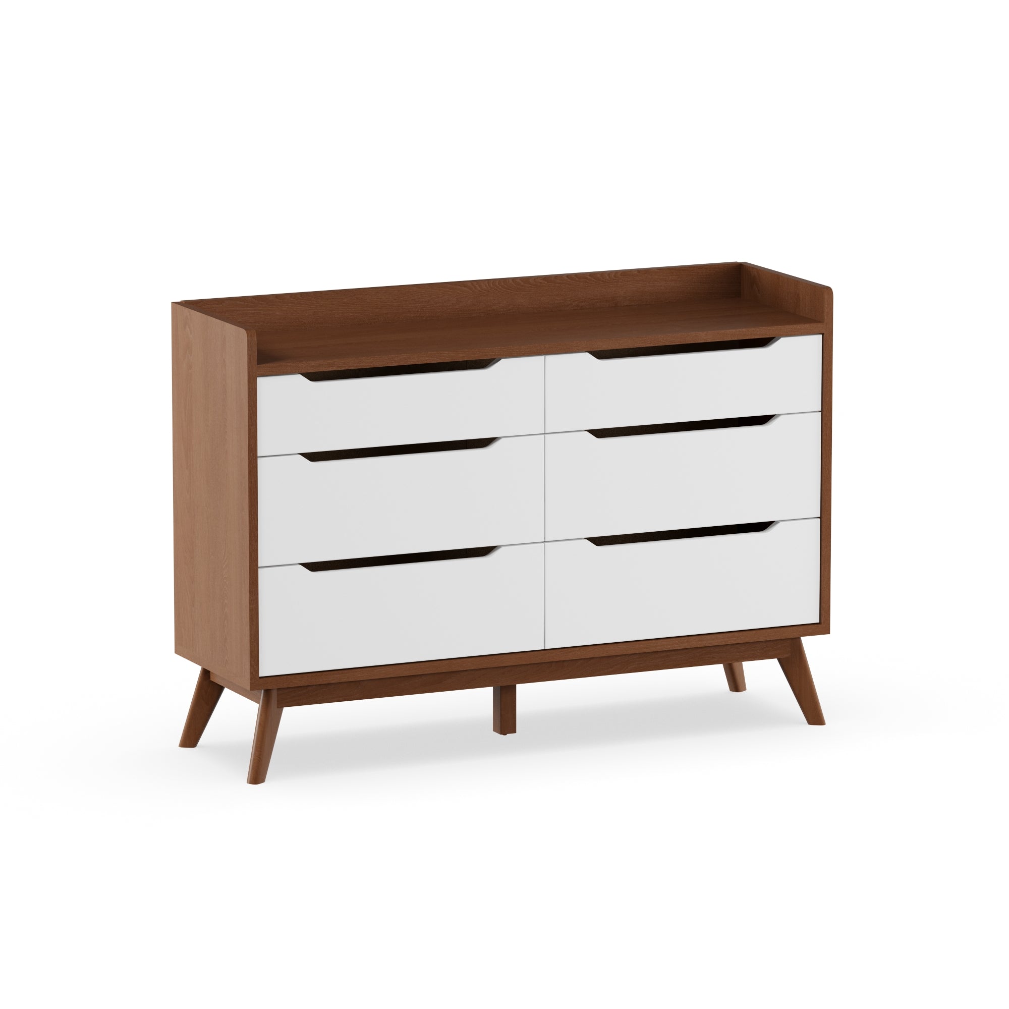 Bartel Modern White and Walnut Wood 6-Drawer Storage Dresser by Bellamy Studios