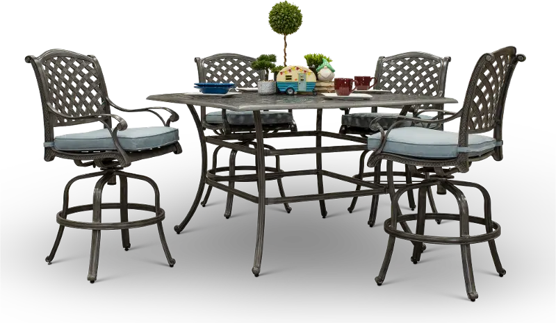 Macan 5 Piece Bar-Height Patio Dining Set with Square Table