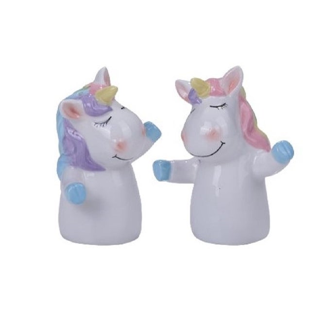 Whimsical Unicorns Ceramic Salt and Pepper Shakers - White